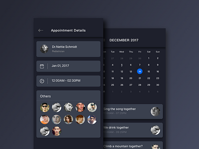 Dating chat -UI app black calendar cards chat clean concept dating design ios mobile ui