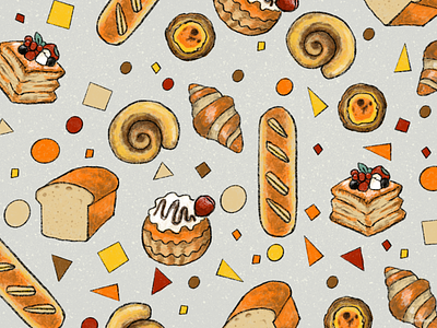 Bread and Pastries bread food illustration pastries pattern procreate