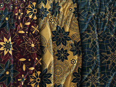 Flower Patterns artdeco circles dark colors design fabric flower illustration mock up pattern retro symmetry vintage