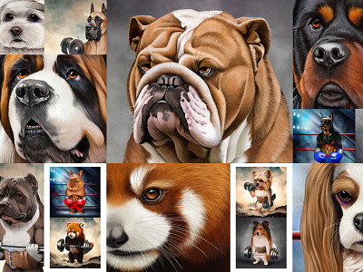 Pets collection animal detailed art dog graphic design pet photoshop poster puppy realistic sport