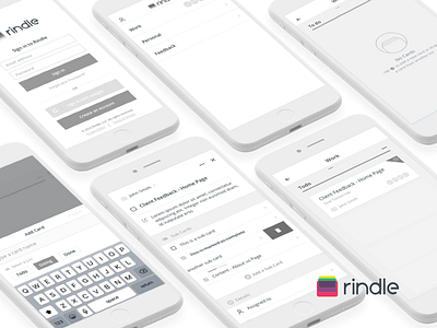 Rindle - Productivity App Wireframes ios mobile agency productivity app task management ux wireframes