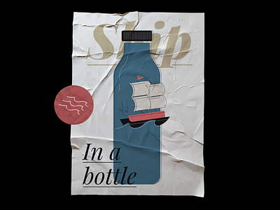 Ship in a bottle blue graffiti illustration ocean paper poster sail ship sticker vector