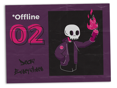 *Offline-02 can fire graffiti offline paint paper red skull spray vector