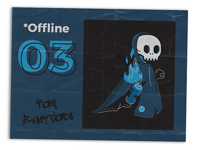 *Offline-03 blue can fire graffiti offline paint paper skull spray vector
