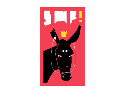 Sticker Mule Festival crown earphones festival horse ipod mule music red sticker