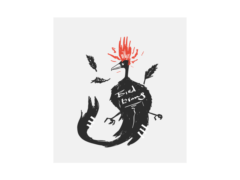 Bird Brain tag fire drawn mop marker black graffiti brain bird