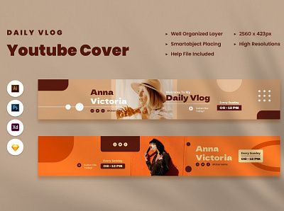 Daily Vlog Youtube Cover #1 app branding design graphic design illustration logo typography ui ux vector