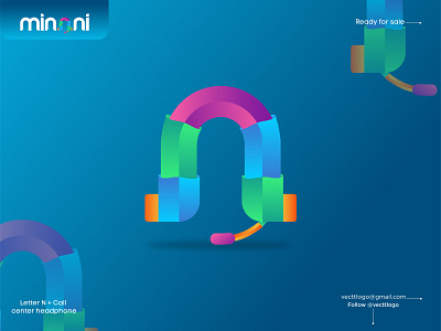 N Letter Call Center Modern Logo abstract logo apps logo brand identity branding business logo call center creative logo customer service design flat logo headphone icon letter n logo logo designer modern modern logo n symbol unique logo