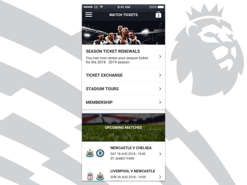 Mobile Football Ticketing - Menu Animation