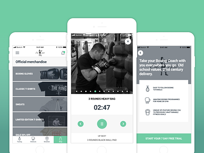 Concept Boxing Gym App app boxing coaching design exercise mobile sketch sport ui