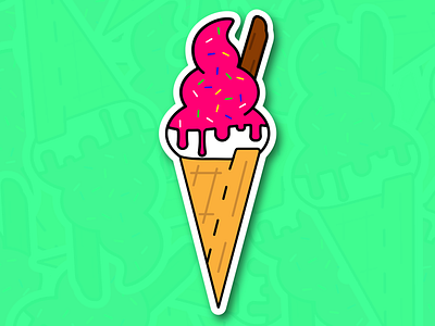 Ice Cream Sticker design dessert flake ice cream illustration illustrator sticker stickers