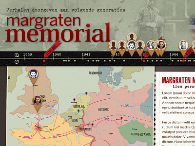 Margraten Memorial handmade map timeline vector illustration webdesign