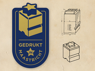Logo Gedrukt in Maastricht (Printed in Maastricht) letterpress logo star vector