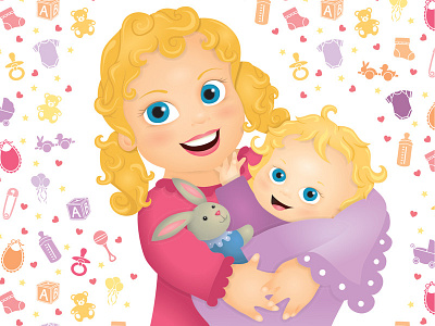 Baby card daughter two baby card illustration vector