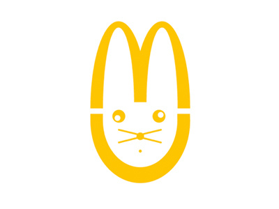 Mc rabbit design illustration logo mc mcdonalds rabbit yellow