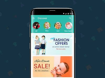 App concept for baby clothes add product clean design line icon photoshop typography ui uiux