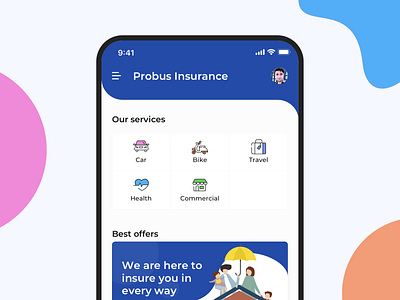 Insurance App branding clean design icon illustration ios design line icon typography uiux vector