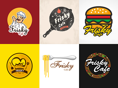 Frisky Cafe Logo branding design flat illustration logo typography ui vector