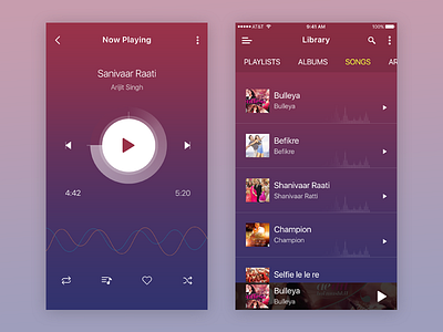 Music Player clean gradient ios mobile music player ui ux