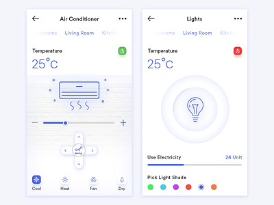 Smart Home App air app clean conditioner home light mobile smart temperature ui ux white