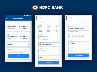 HDFC Bank Concept app bank blue concept app design red redesigned ui ux