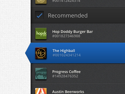 Results Panel blue gradient panel real time recommended restaurants results selected sidebar texture ui