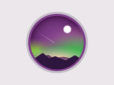 Northen Lights ai design flat gradient graphics landscape purple star vector