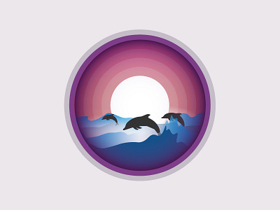 Ocean Wonder ai design dolphin flat gradient graphic illustration layers purple vector