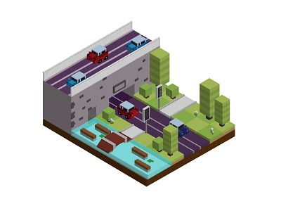 Isometric landscape ai character design flat gaming graphics illustration isometric landscape ui ux vector