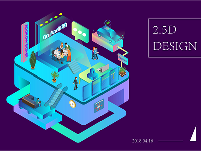 2.5d Dribbble illustrations