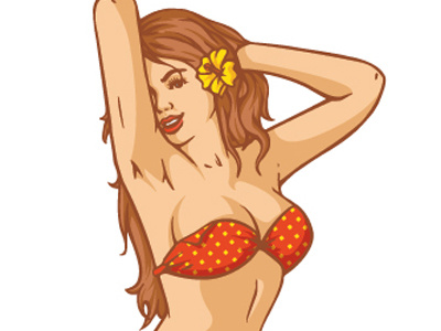 Rumba Girl bathing suit bikini flower pin up polka dot tropical