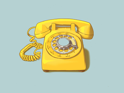 Waiting by the Phone mellow phone retro telephone yellow