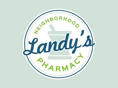 Landy's Pharmacy Logo landys logo mortar pestle pharmacy