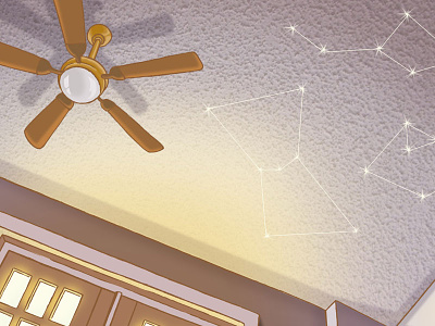 In Case You Go Bald ceiling constellations fan popcorn stars story story shack