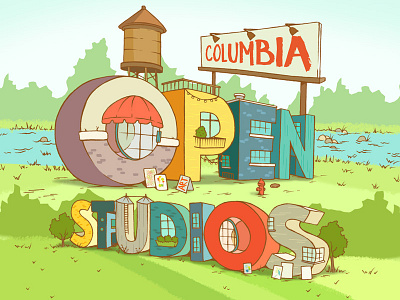 Columbia Open Studios 2018 art artist studios artists billboard buildings colatown columbia lettering open studios river sc soda city