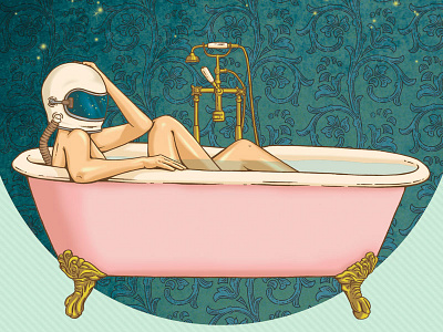 Bubblerella alone time bathtub bubblerella helmet pink tub satellite space space girl stars wallpaper