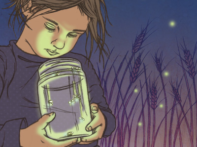 Lightning Bugs bugs field girl glow jar lightning bugs