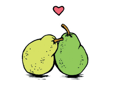"We make the perfect pair" green hearts pears pink valentines