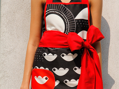 Fasion Design | Apron apron birds black design fashion red