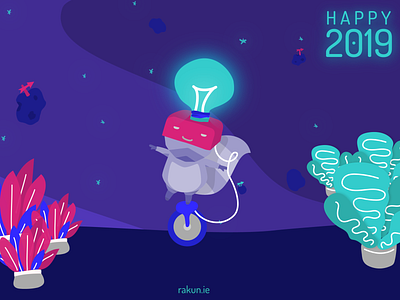 Happy 2019 2019 card design illustration logo purple
