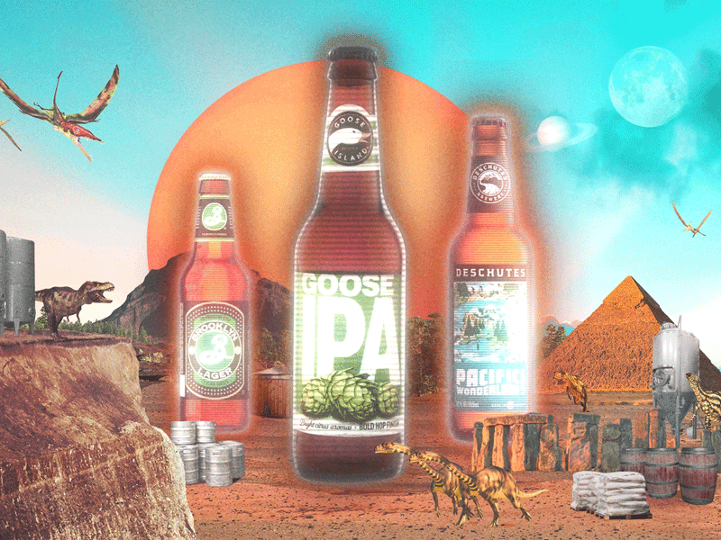 Craft Beer History animation beer collage design dinosaur history illustration motion pyramid