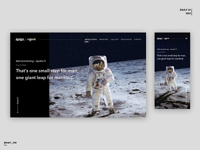 UI Challenge #003 (Landing Page) design landingpage moon nasa spaceman typography ui uichallenge ux vector web webdesign
