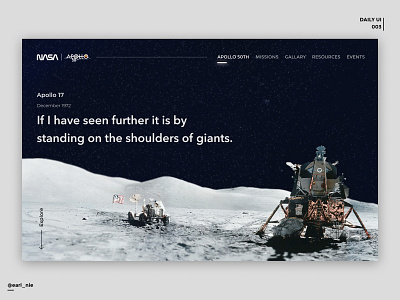 UI Challenge #003 (Landing Page) branding design illustration moon nasa spaceship typography ui uichallenge ux web