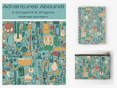 Adventures Abound! cute fantasy game graphic design pattern