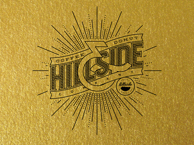 HILLSIDE COFFEE & DONUT CO. black branding coffee coffee shop collateral gold identity packaging
