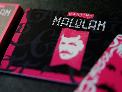 CANTINA MALOLAM bar branding cantina coaster collateral food identity mexican mexican food pink restaurant typography