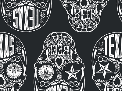 TIN MAN FILLING STATION beer black branding growler identity illustration orange packaging skull texas beer