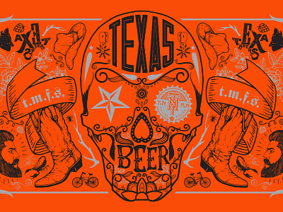 TIN MAN FILLING STATION beer black branding growler identity orange packaging skull texas beer tin man