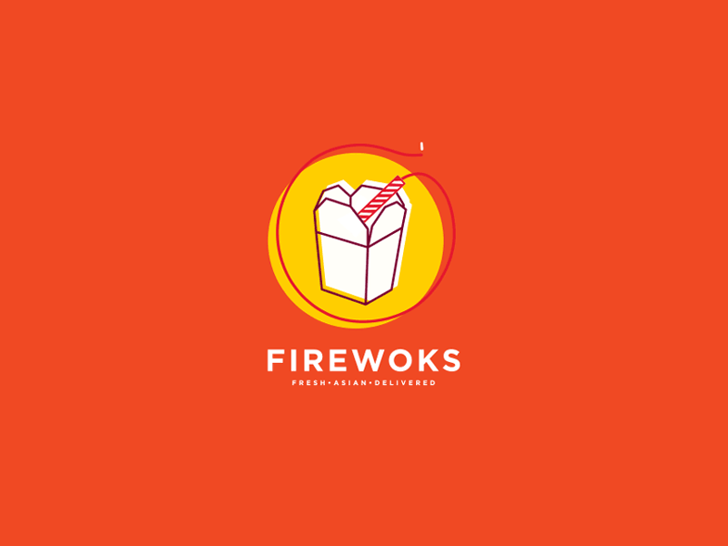 FIREWOKS animated logo asian asianfood brand branding firewaks identity logo logotype marks symbols