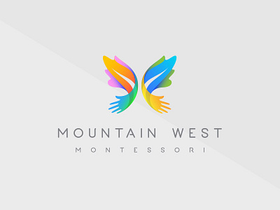 MONTESSORI brand branding butterfly hands identity logo logotype marks montessori school symbols